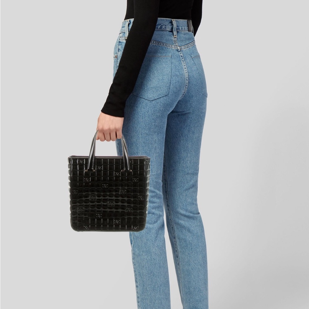 CHANEL Vintage Chocolate Bar Black Tote Bag